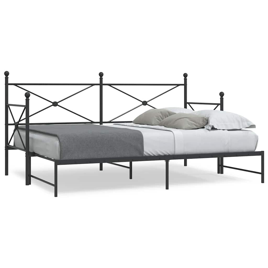 vidaXL Tagesbett Ausziehbar ohne Matratze Schwarz 75x190 cm Stahl
