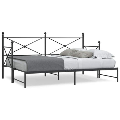 vidaXL Tagesbett Ausziehbar ohne Matratze Schwarz 75x190 cm Stahl
