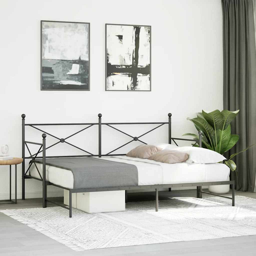 vidaXL Tagesbett Ausziehbar ohne Matratze Schwarz 80x200 cm Stahl