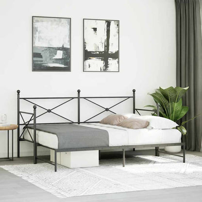 vidaXL Tagesbett Ausziehbar ohne Matratze Schwarz 80x200 cm Stahl