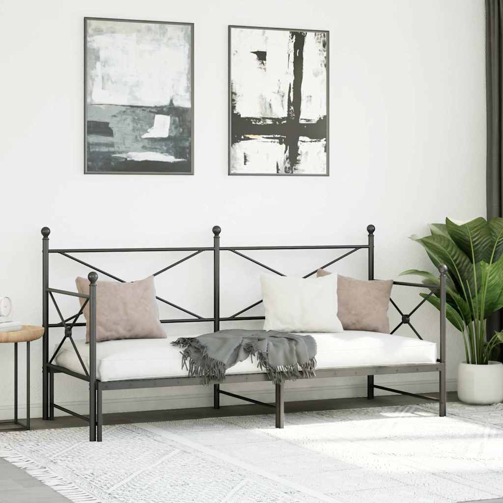 vidaXL Tagesbett Ausziehbar ohne Matratze Schwarz 80x200 cm Stahl
