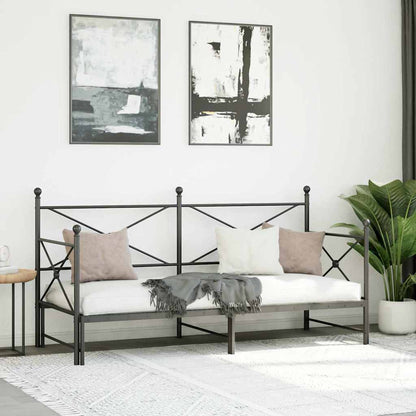 vidaXL Tagesbett Ausziehbar ohne Matratze Schwarz 80x200 cm Stahl