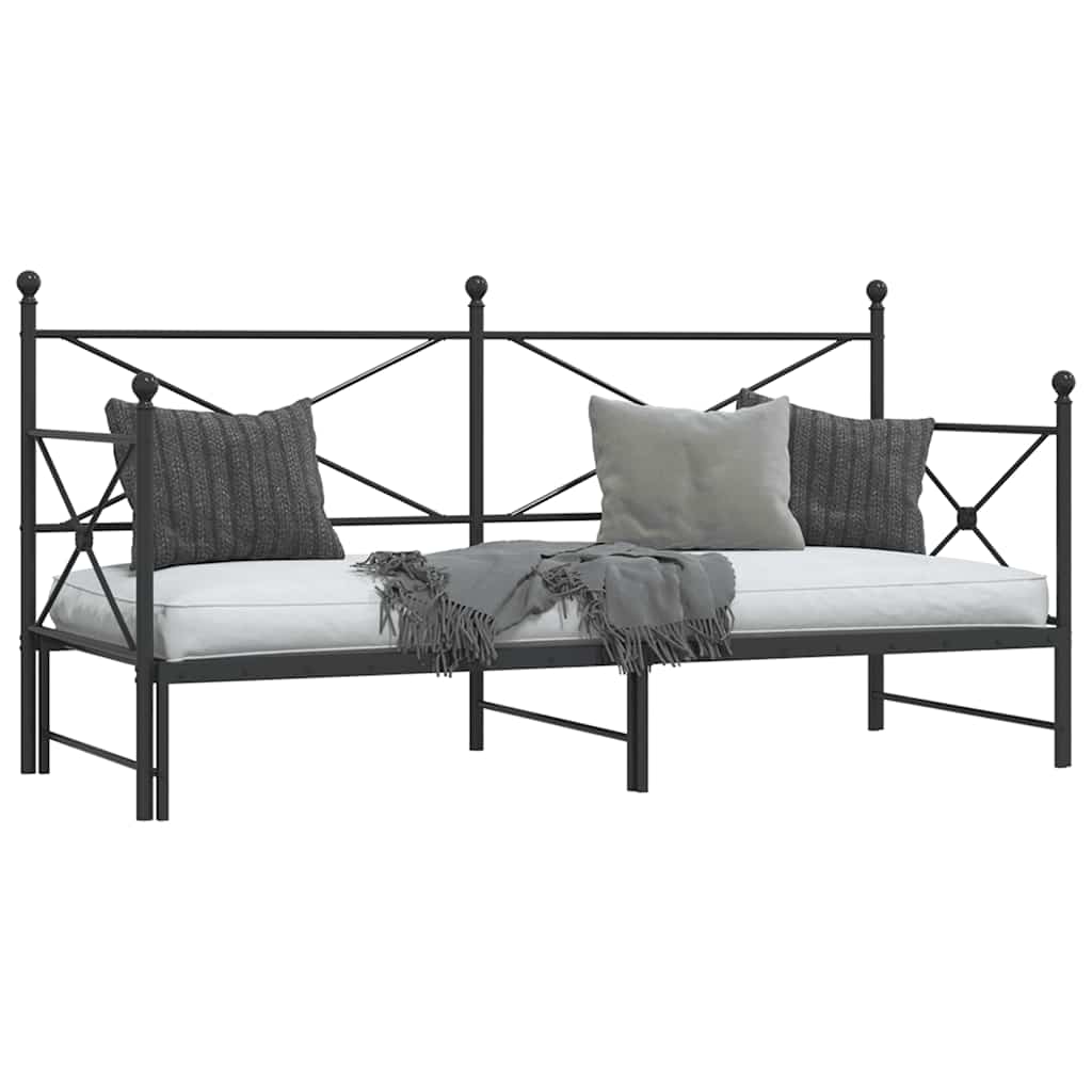 vidaXL Tagesbett Ausziehbar ohne Matratze Schwarz 80x200 cm Stahl