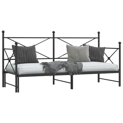 vidaXL Tagesbett Ausziehbar ohne Matratze Schwarz 80x200 cm Stahl