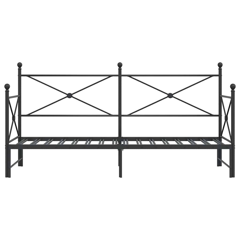 vidaXL Tagesbett Ausziehbar ohne Matratze Schwarz 80x200 cm Stahl