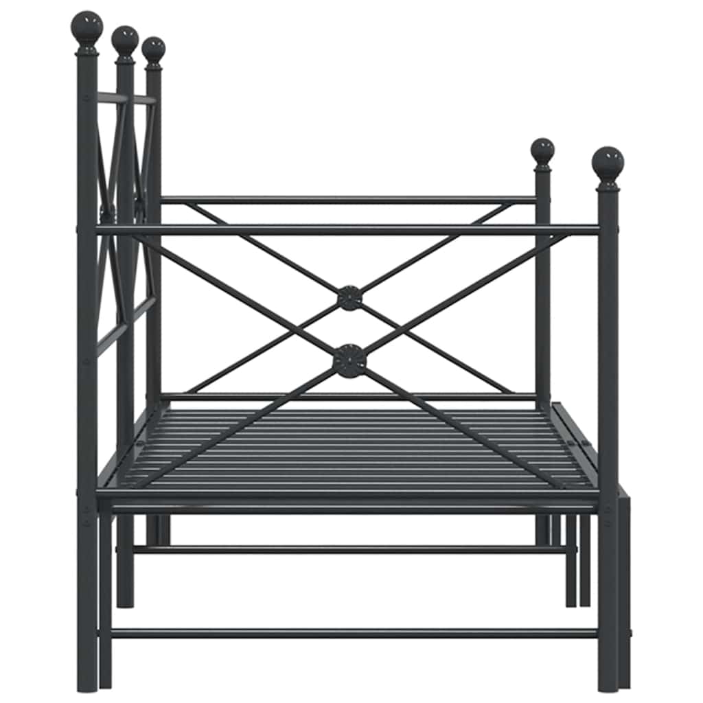 vidaXL Tagesbett Ausziehbar ohne Matratze Schwarz 80x200 cm Stahl