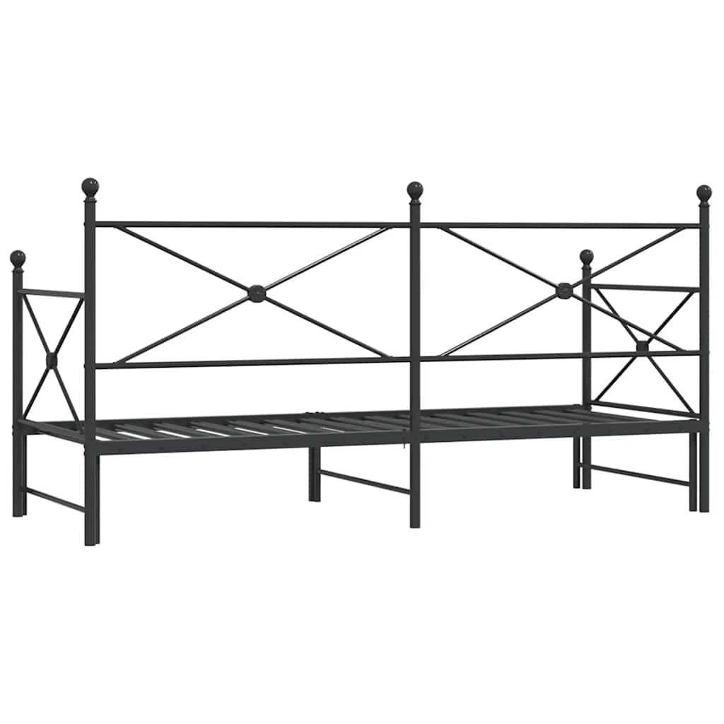 vidaXL Tagesbett Ausziehbar ohne Matratze Schwarz 80x200 cm Stahl