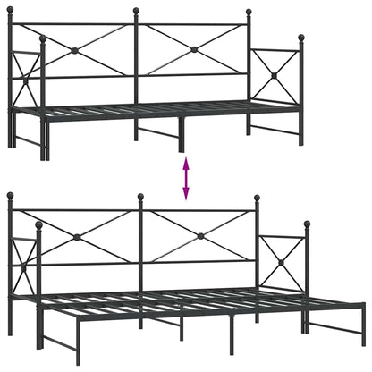 vidaXL Tagesbett Ausziehbar ohne Matratze Schwarz 80x200 cm Stahl