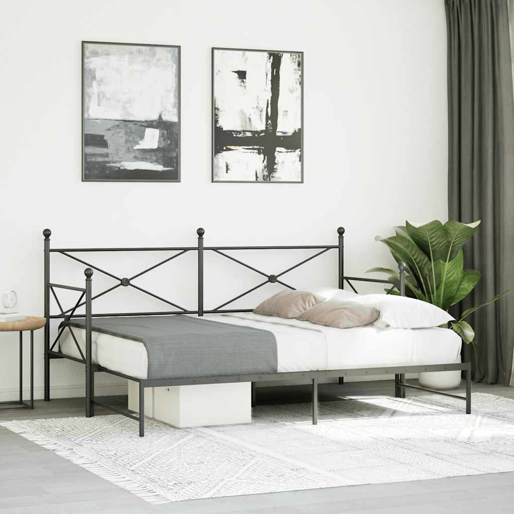 vidaXL Lit de jour gigogne sans matelas Noir 90x190 cm Acier