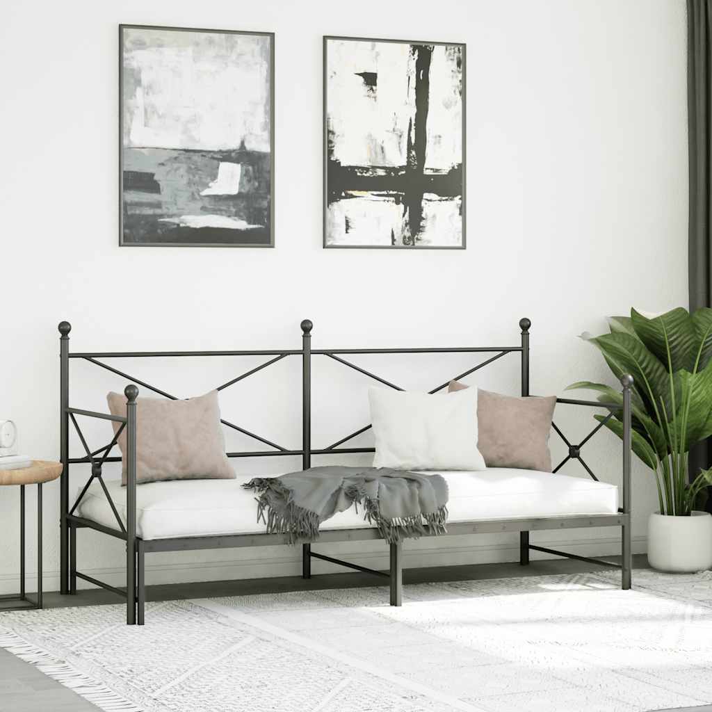 vidaXL Lit de jour gigogne sans matelas Noir 90x190 cm Acier