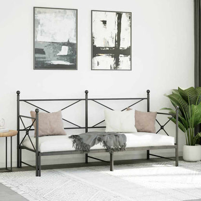 vidaXL Tagesbett Ausziehbar ohne Matratze Schwarz 90x200 cm Stahl