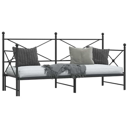 vidaXL Tagesbett Ausziehbar ohne Matratze Schwarz 90x200 cm Stahl
