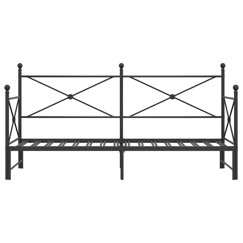 vidaXL Tagesbett Ausziehbar ohne Matratze Schwarz 90x200 cm Stahl