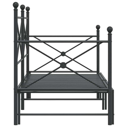 vidaXL Tagesbett Ausziehbar ohne Matratze Schwarz 90x200 cm Stahl