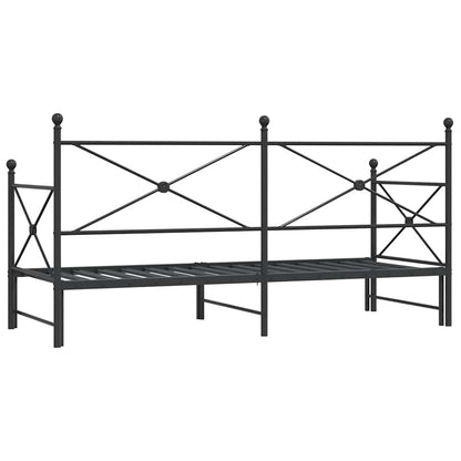 vidaXL Tagesbett Ausziehbar ohne Matratze Schwarz 90x200 cm Stahl