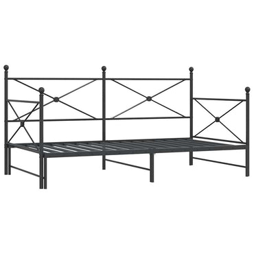 vidaXL Tagesbett Ausziehbar ohne Matratze Schwarz 100x200 cm Stahl