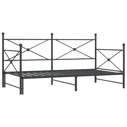 vidaXL Tagesbett Ausziehbar ohne Matratze Schwarz 100x200 cm Stahl