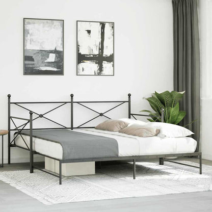 vidaXL Tagesbett Ausziehbar ohne Matratze Schwarz 100x200 cm Stahl