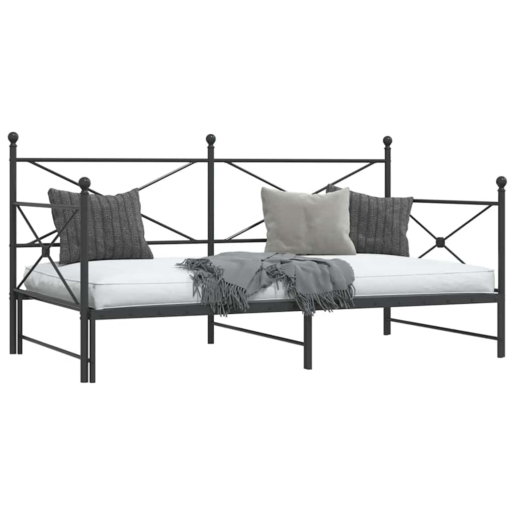 vidaXL Tagesbett Ausziehbar ohne Matratze Schwarz 100x200 cm Stahl