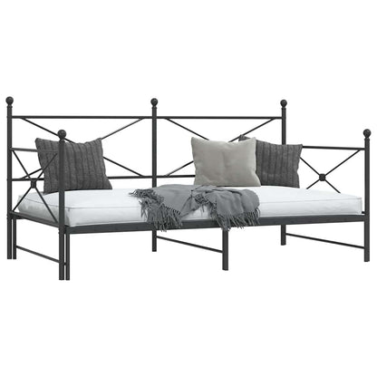 vidaXL Tagesbett Ausziehbar ohne Matratze Schwarz 100x200 cm Stahl