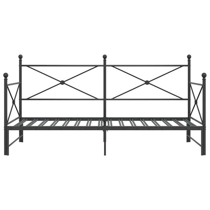 vidaXL Tagesbett Ausziehbar ohne Matratze Schwarz 100x200 cm Stahl