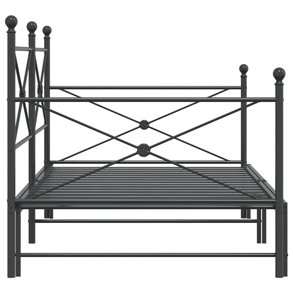 vidaXL Tagesbett Ausziehbar ohne Matratze Schwarz 100x200 cm Stahl