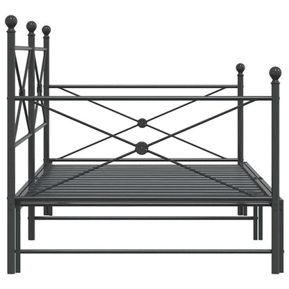 vidaXL Tagesbett Ausziehbar ohne Matratze Schwarz 100x200 cm Stahl