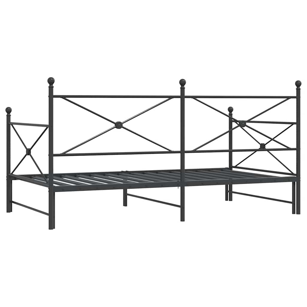 vidaXL Tagesbett Ausziehbar ohne Matratze Schwarz 100x200 cm Stahl