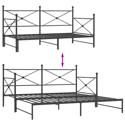 vidaXL Tagesbett Ausziehbar ohne Matratze Schwarz 100x200 cm Stahl