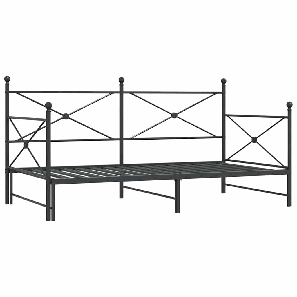 vidaXL Tagesbett Ausziehbar ohne Matratze Schwarz 107x203 cm Stahl