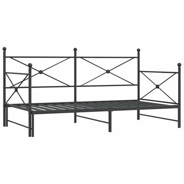 vidaXL Tagesbett Ausziehbar ohne Matratze Schwarz 107x203 cm Stahl