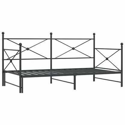 vidaXL Tagesbett Ausziehbar ohne Matratze Schwarz 107x203 cm Stahl