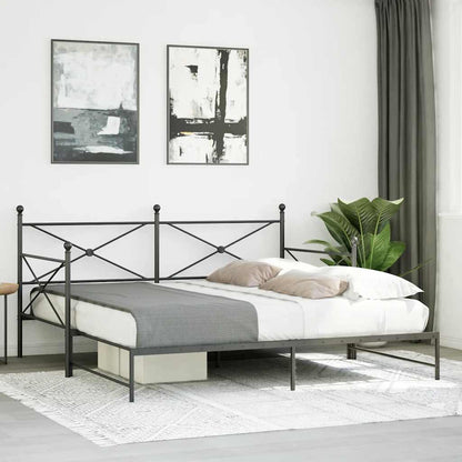 vidaXL Tagesbett Ausziehbar ohne Matratze Schwarz 107x203 cm Stahl