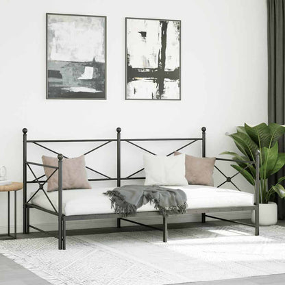 vidaXL Tagesbett Ausziehbar ohne Matratze Schwarz 107x203 cm Stahl