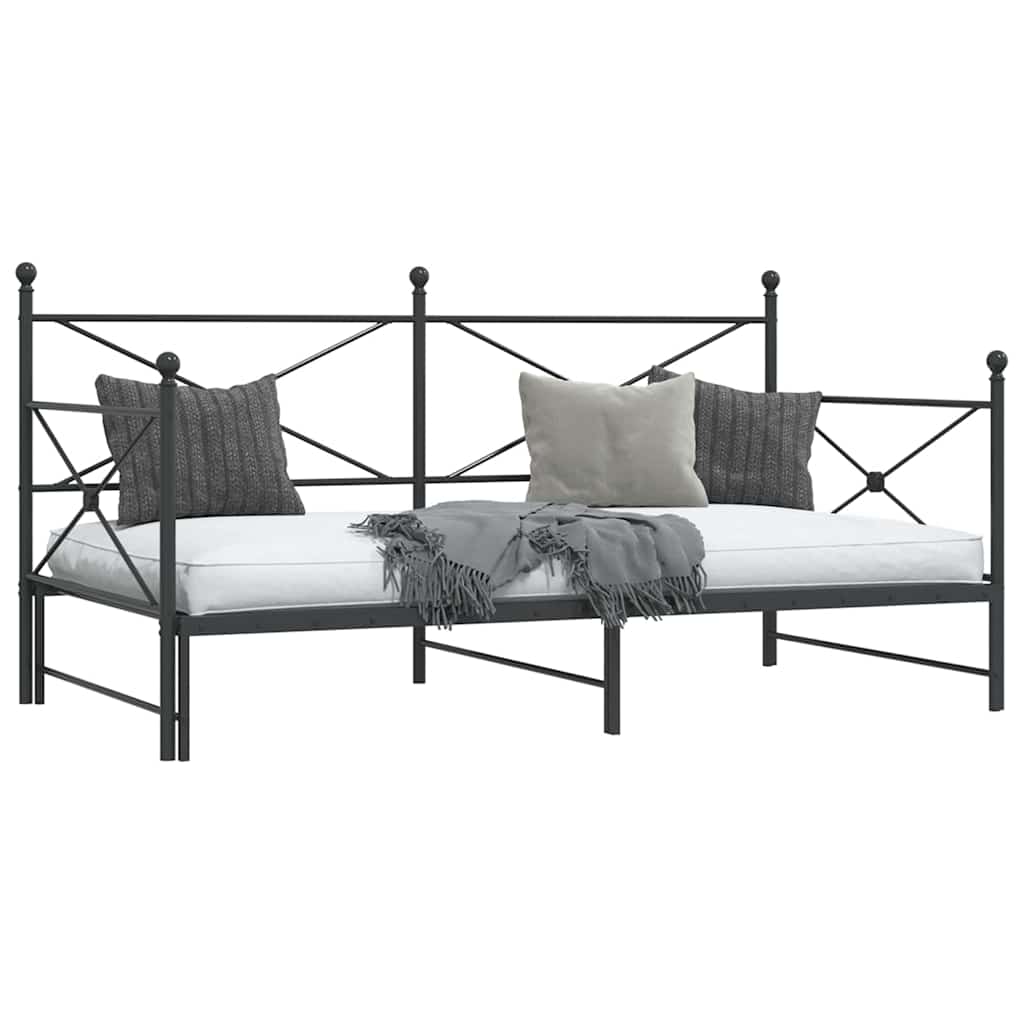 vidaXL Tagesbett Ausziehbar ohne Matratze Schwarz 107x203 cm Stahl