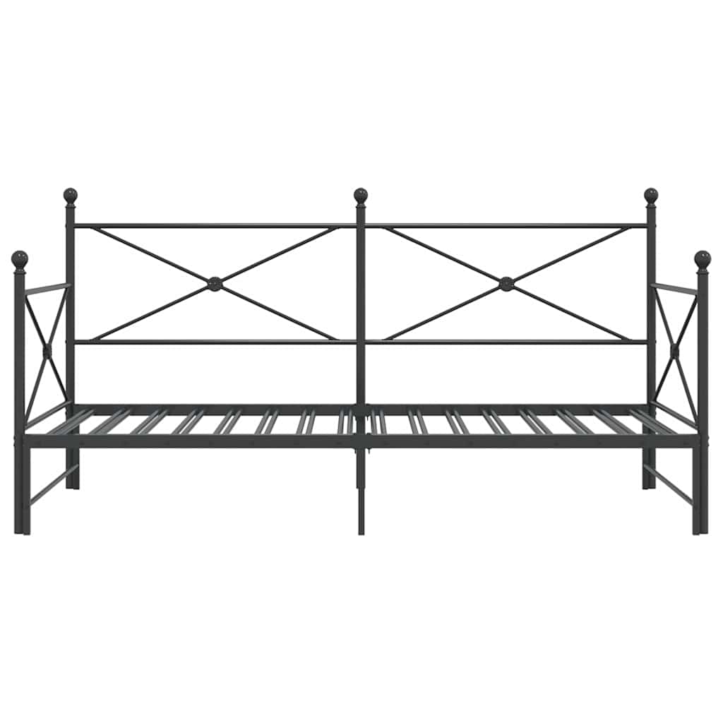 vidaXL Tagesbett Ausziehbar ohne Matratze Schwarz 107x203 cm Stahl