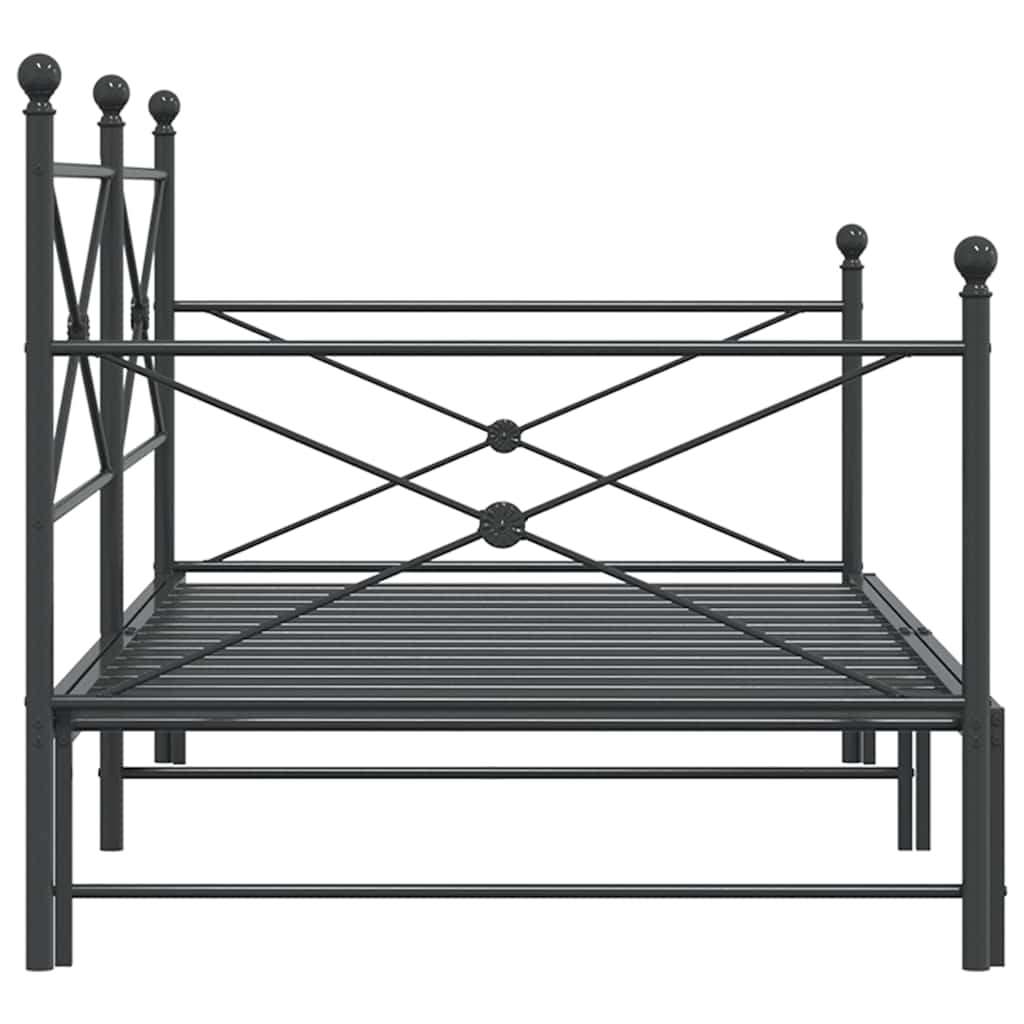 vidaXL Tagesbett Ausziehbar ohne Matratze Schwarz 107x203 cm Stahl
