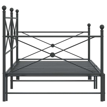 vidaXL Tagesbett Ausziehbar ohne Matratze Schwarz 107x203 cm Stahl