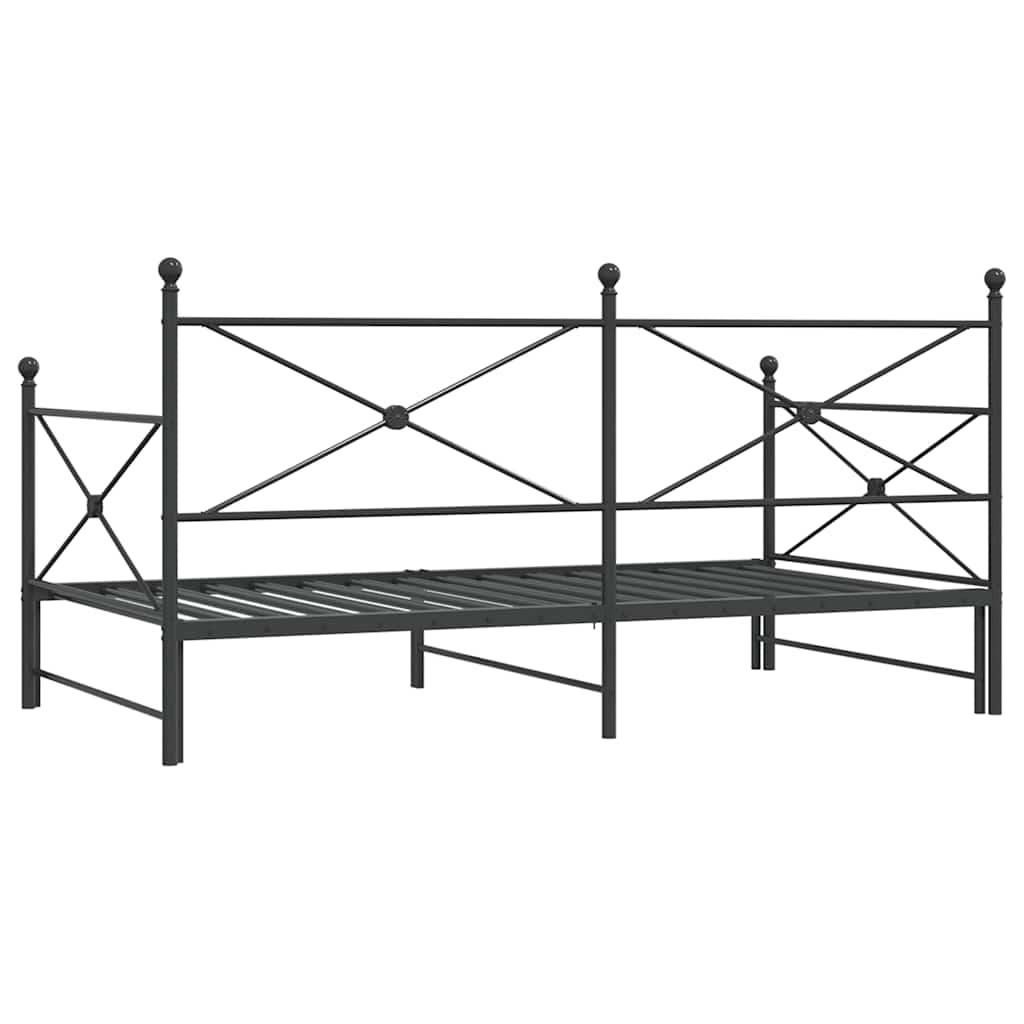 vidaXL Tagesbett Ausziehbar ohne Matratze Schwarz 107x203 cm Stahl