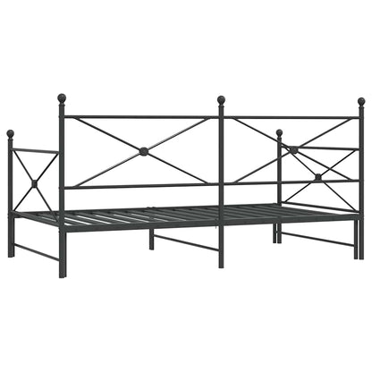 vidaXL Tagesbett Ausziehbar ohne Matratze Schwarz 107x203 cm Stahl