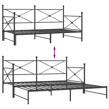 vidaXL Tagesbett Ausziehbar ohne Matratze Schwarz 107x203 cm Stahl