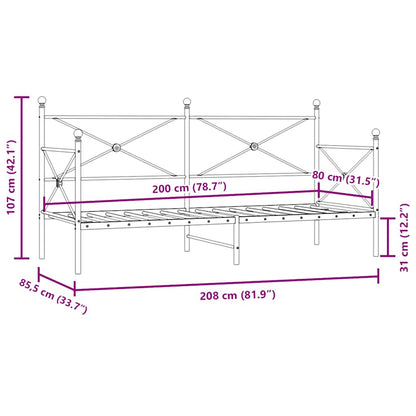 Tagesbett ohne Matratze Weiß 80x200 cm Stahl