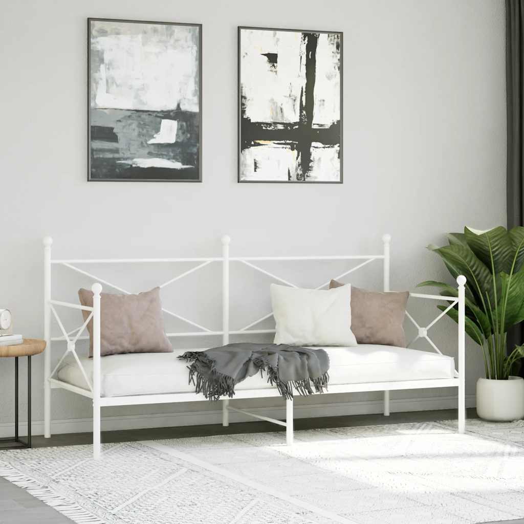 vidaXL Tagesbett ohne Matratze Weiß 90x190 cm Stahl