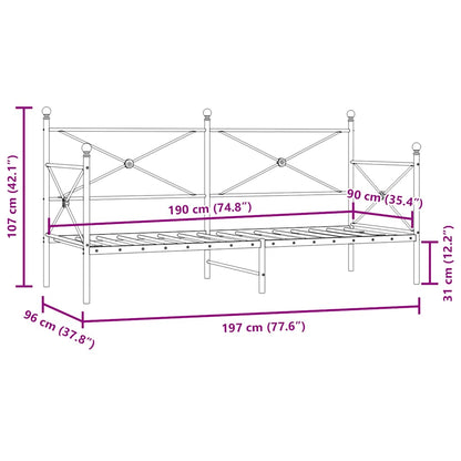 vidaXL Tagesbett ohne Matratze Weiß 90x190 cm Stahl