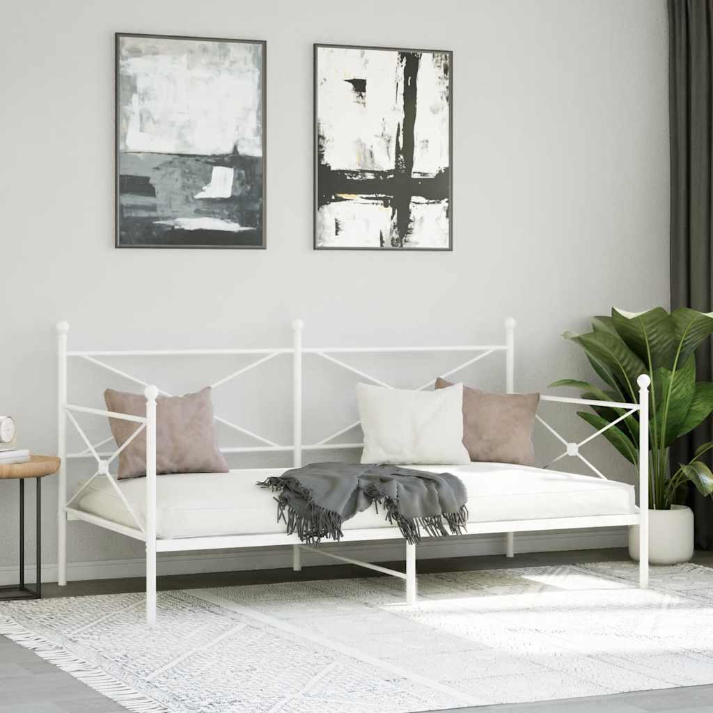 vidaXL Tagesbett ohne Matratze Weiß 100x190 cm Stahl