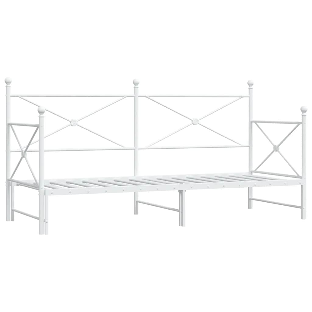 vidaXL Tagesbett Ausziehbar ohne Matratze Weiß 75x190 cm Stahl