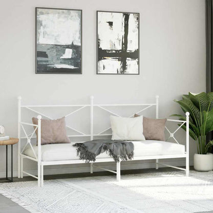 vidaXL Tagesbett Ausziehbar ohne Matratze Weiß 75x190 cm Stahl
