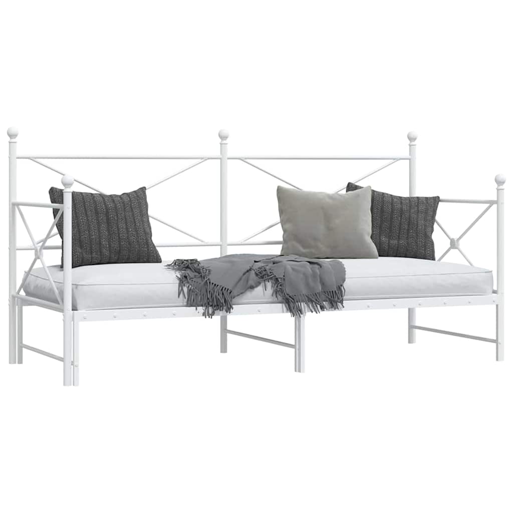 vidaXL Tagesbett Ausziehbar ohne Matratze Weiß 75x190 cm Stahl