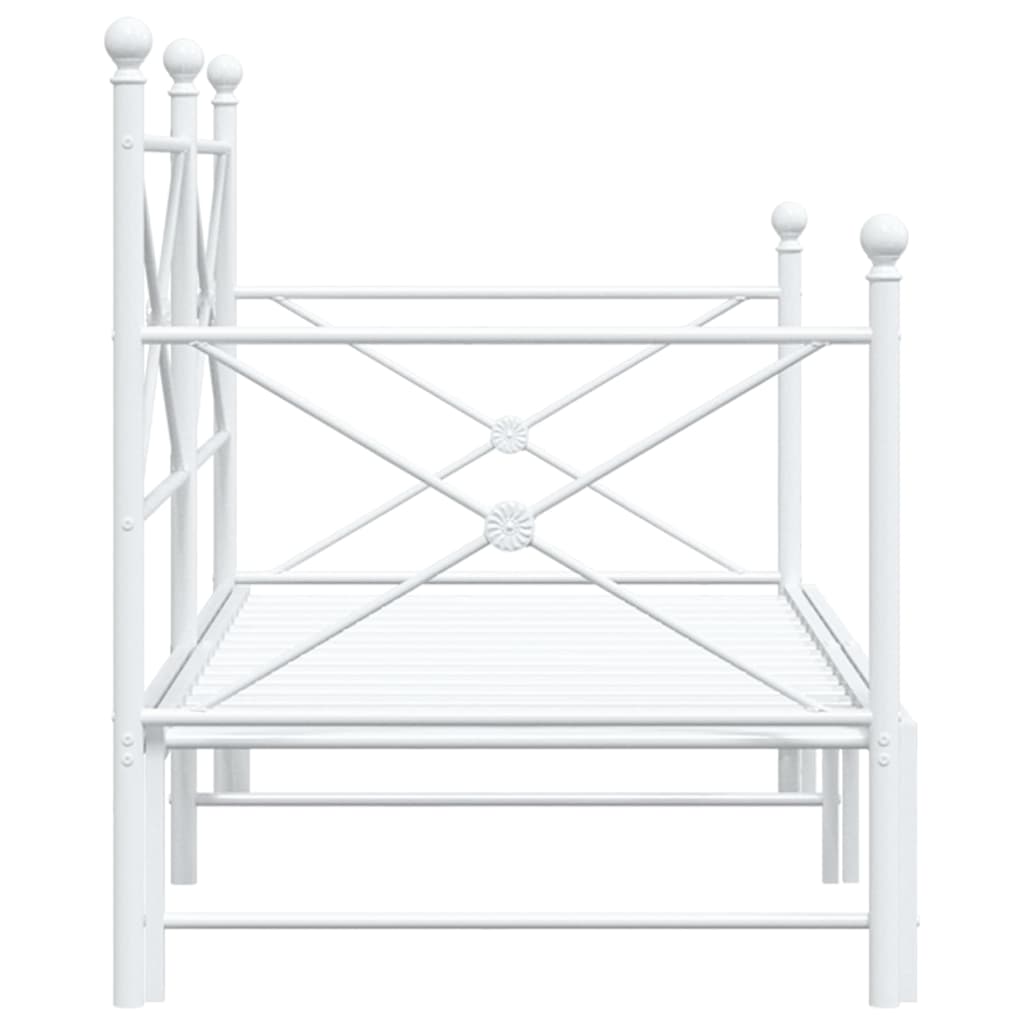 vidaXL Tagesbett Ausziehbar ohne Matratze Weiß 75x190 cm Stahl