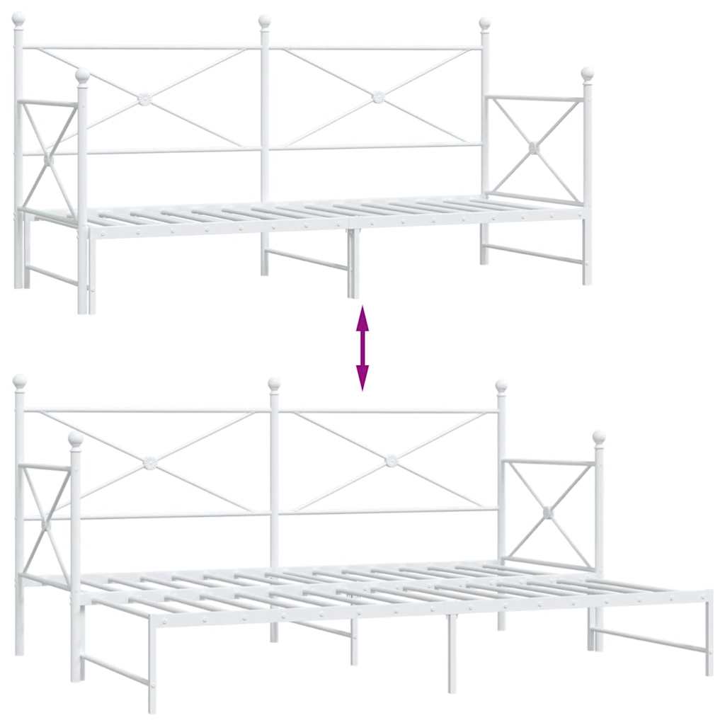 vidaXL Tagesbett Ausziehbar ohne Matratze Weiß 75x190 cm Stahl
